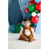 Mudpie Santa corduroy overall set