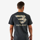 Short Sleeve Flying B Deer Camo Logo Tee Heather Black